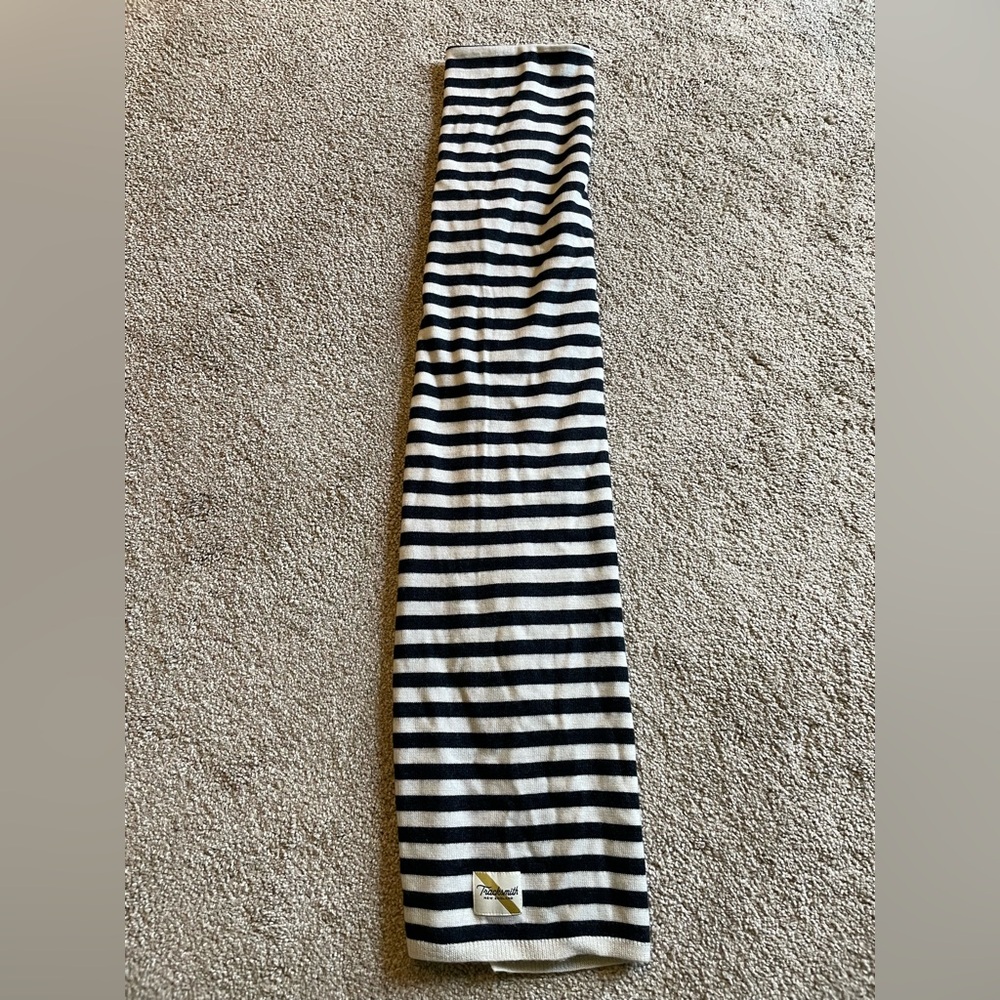 Striped Navy and White Scarf - Tracksmith